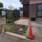朝霞市　外構リフォーム、レンガと芝生を組み合わせアプローチ工事